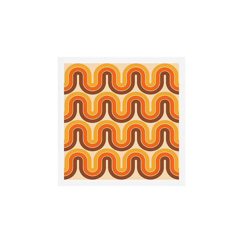 70s Retro Vintage Style Wave Pattern Autumn Brown Orange and Yellow Art Print