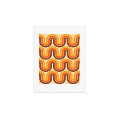 70s Retro Vintage Style Wave Pattern Autumn Brown Orange and Yellow Art Print