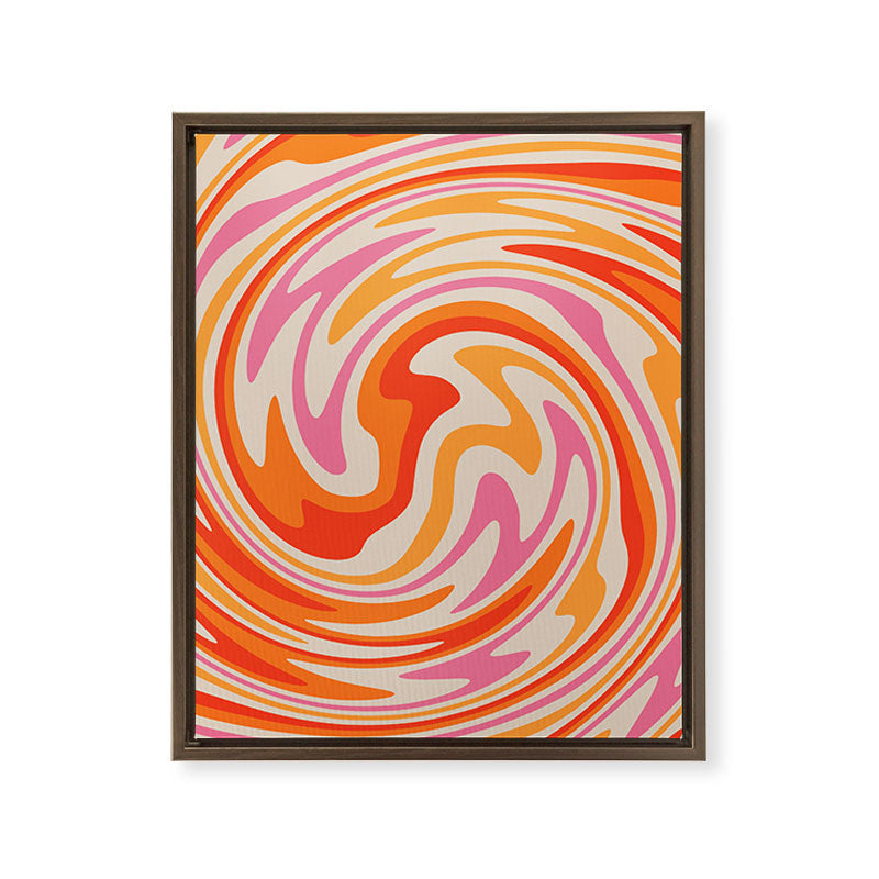 70s Retro Swirl Color Abstract Framed Canvas Print