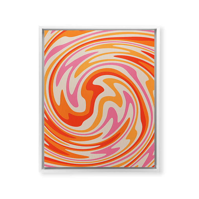 70s Retro Swirl Color Abstract Framed Canvas Print
