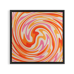 70s Retro Swirl Color Abstract Framed Canvas Print