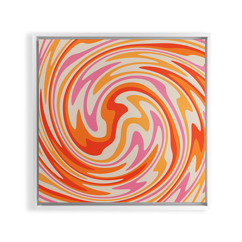 70s Retro Swirl Color Abstract Framed Canvas Print