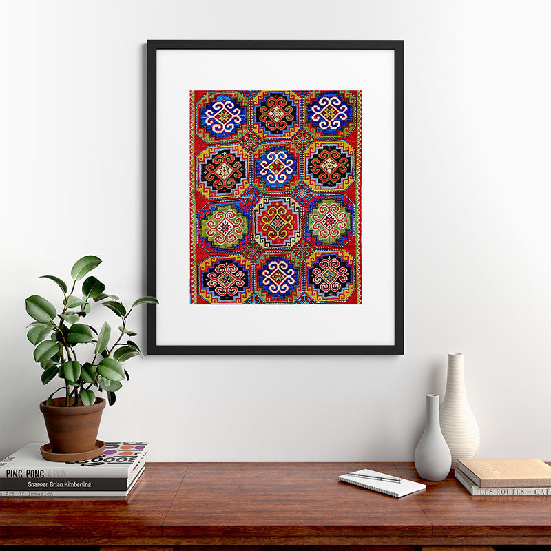 19th Century Armenian Kazak dated 1896 Framed Art Print