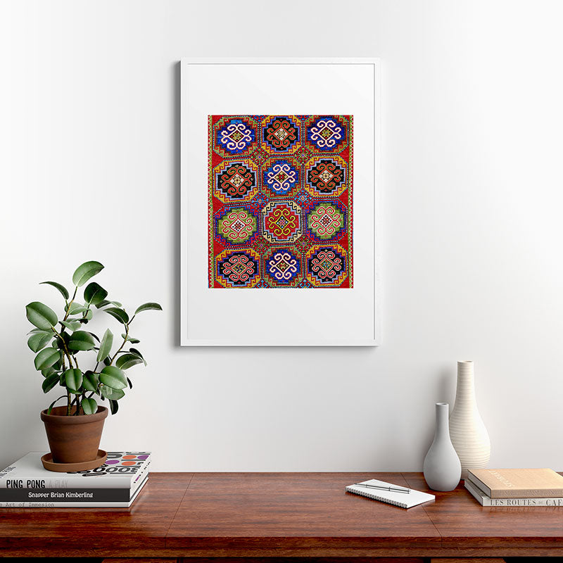 19th Century Armenian Kazak dated 1896 Framed Art Print